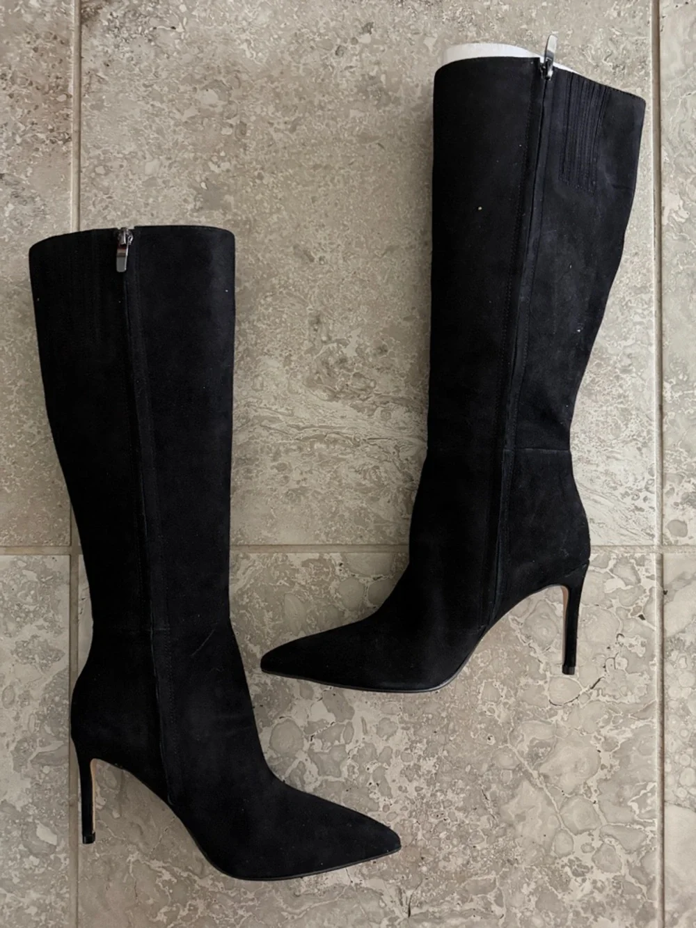 Nine West Cook Knee-High Pointed-Toe Stiletto Boots in Black, Size 5, NEW $249